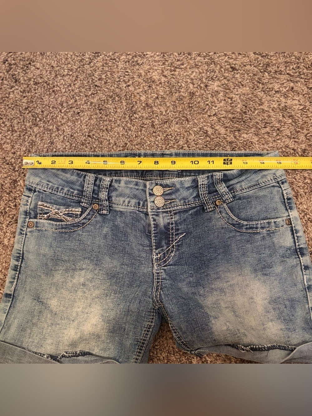 Y2K Juniors Rue21 Light Blue Rolled Hem Denim Shorts - Picture 5 of 7